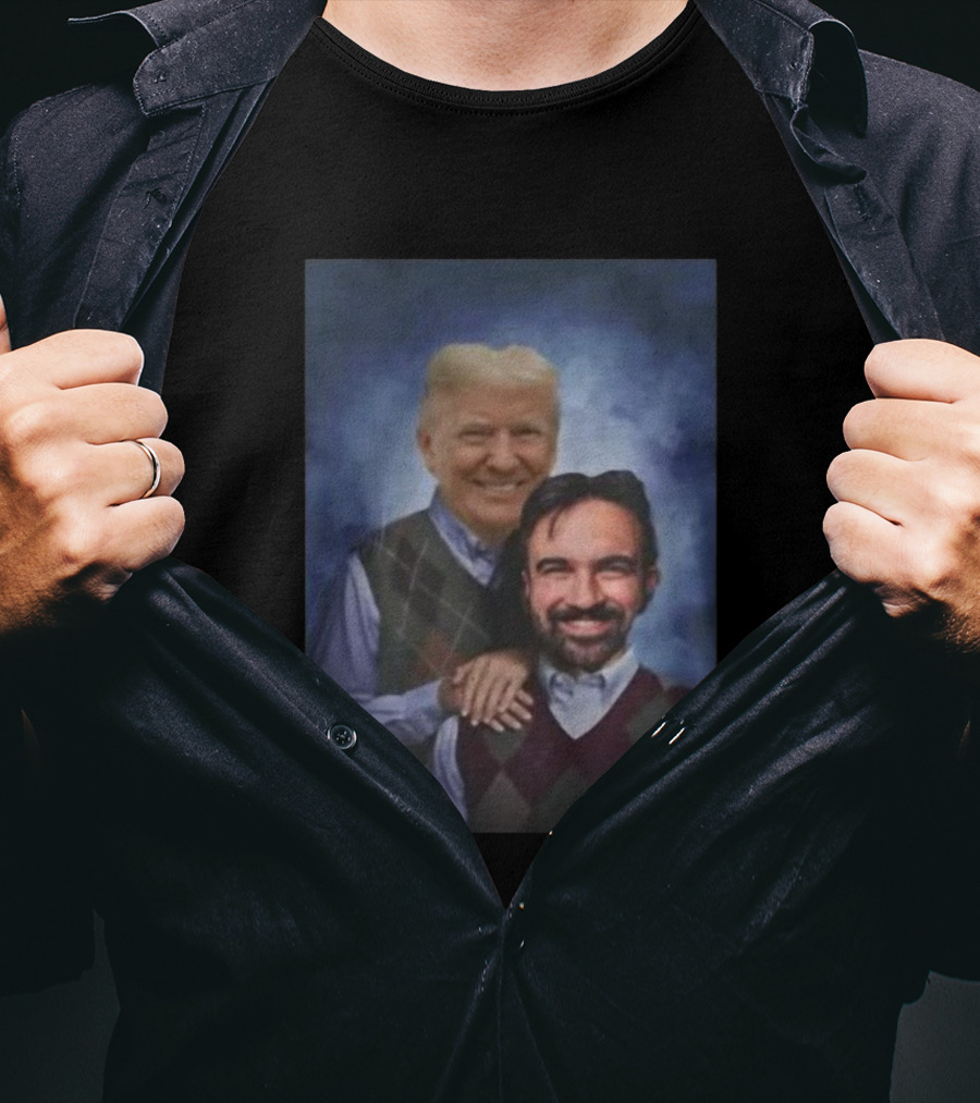 Trump And Mamdani Step Brothers Argyle Sweater Portrait T-Shirt