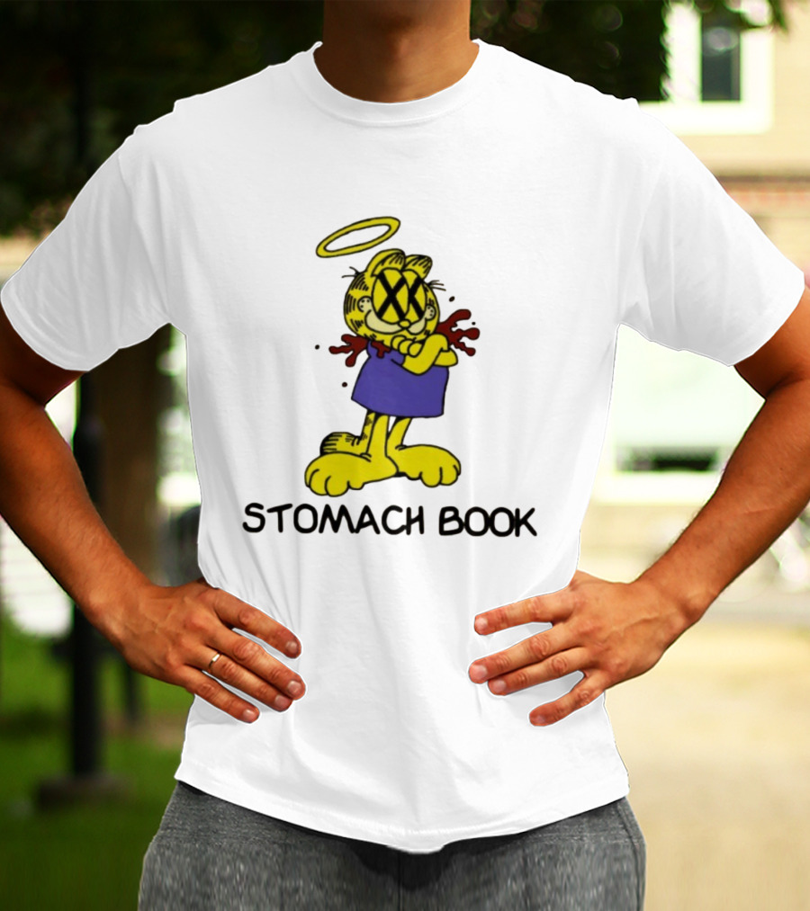 Stomach Book Cartoon With Halo And Cross-eyed Expression T-Shirt