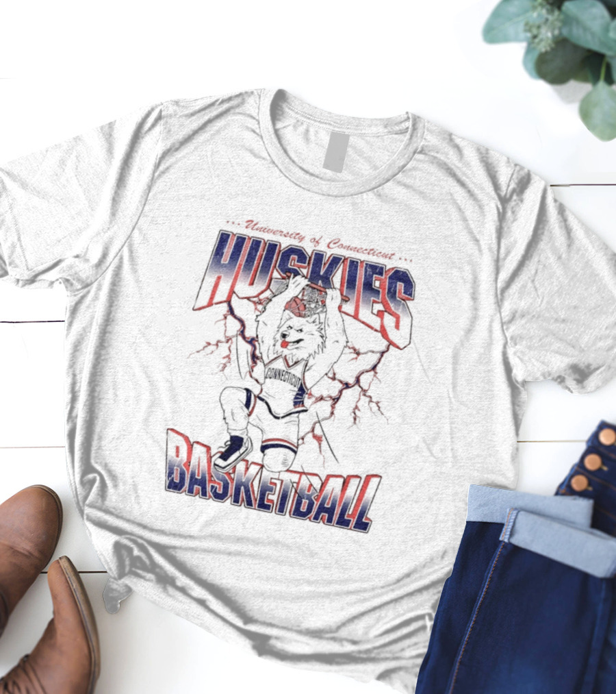 University Of Connecticut Huskies Basketball Electric Mascot T-Shirt