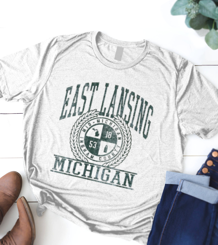 East Lansing Michigan Seal Retro College Town Crest 1953 T-Shirt