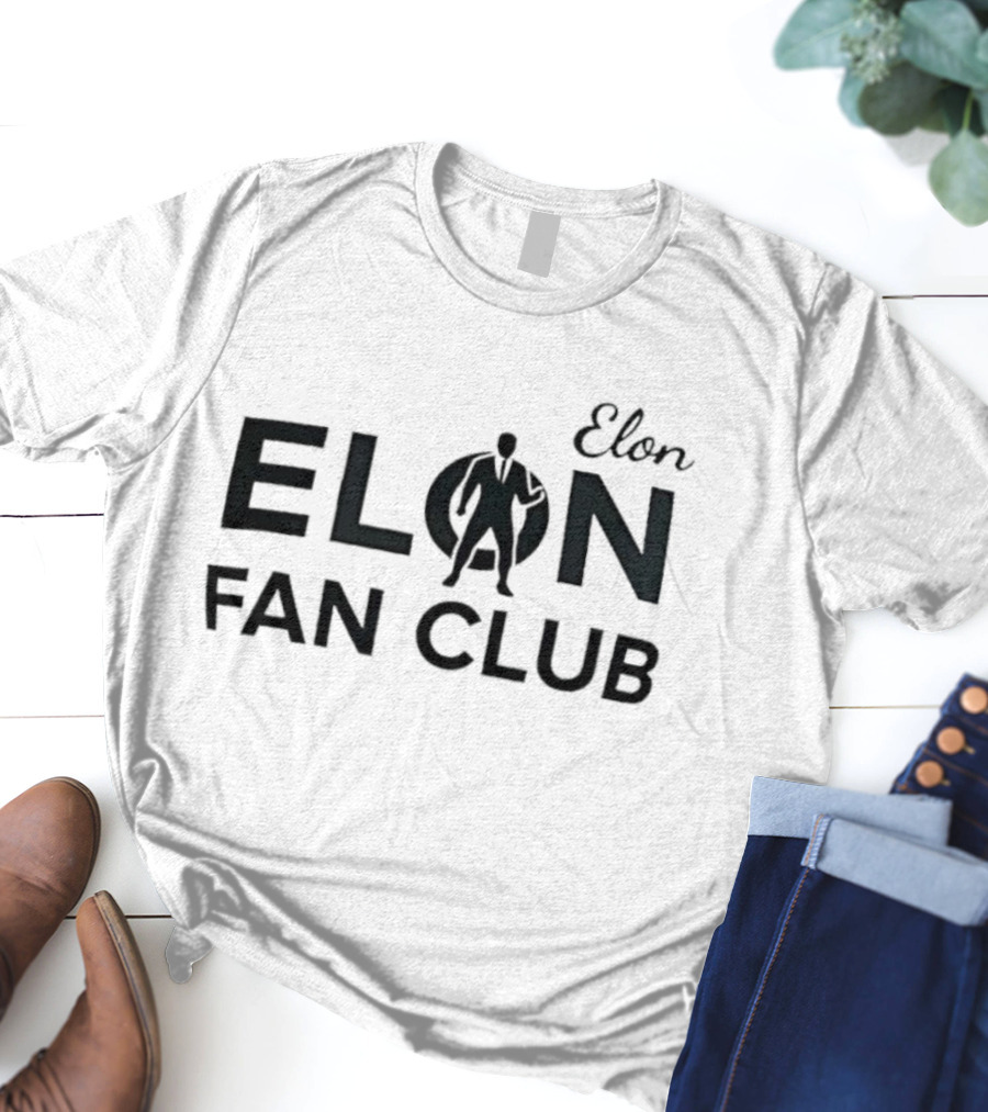 Elon Fan Club Bold Lettering Silhouette T-Shirt