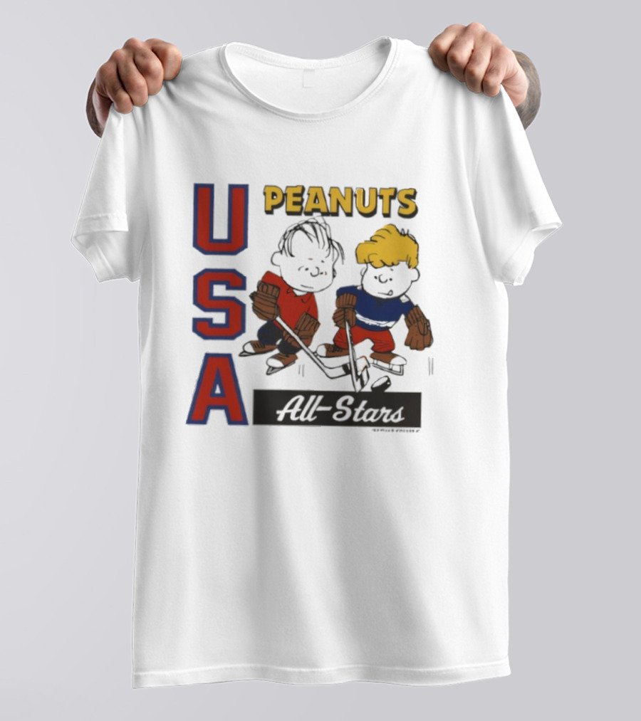 Peanuts USA All Stars Hockey Image With Charles M. Schulz Characters T-Shirt