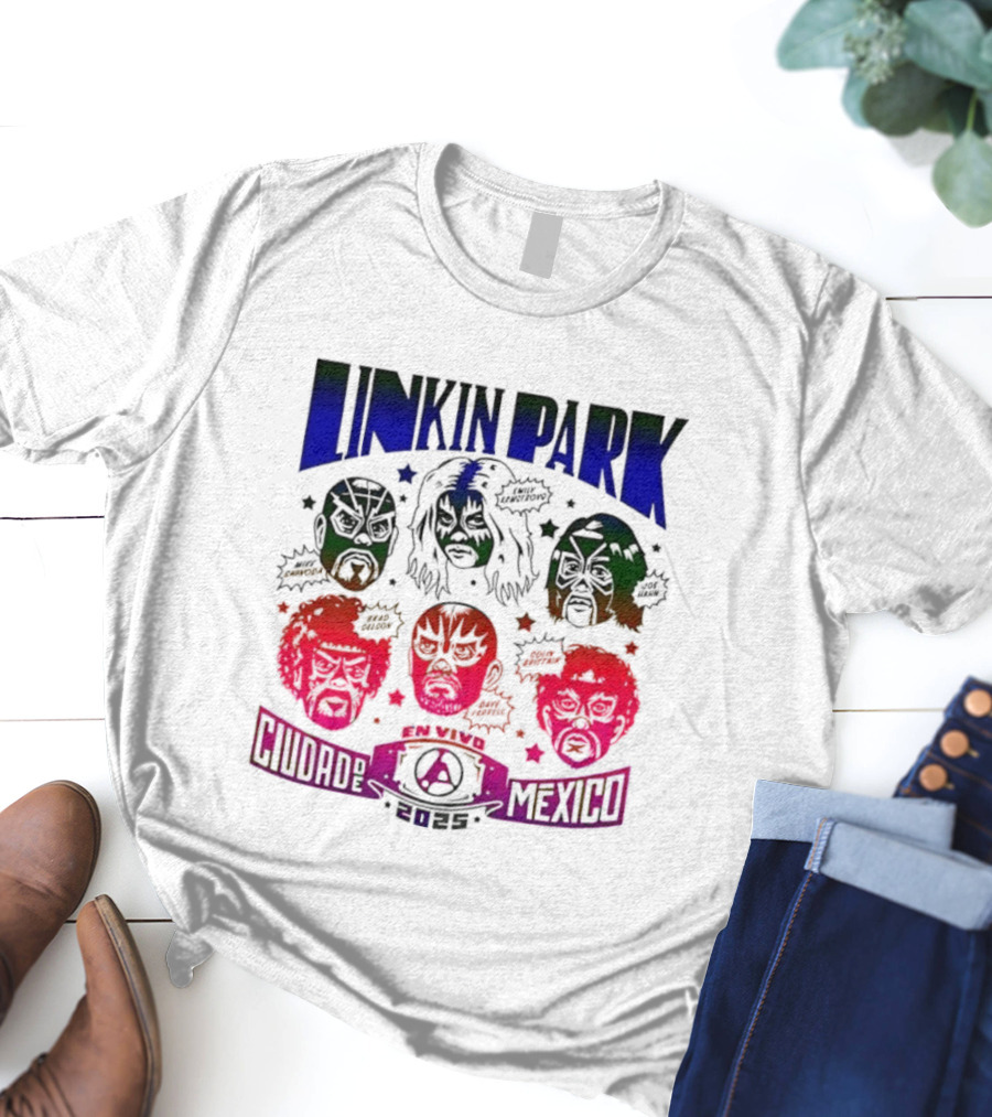 Linkin Park Lucha Libre En Vivo Mexico 2025 Concert T-Shirt
