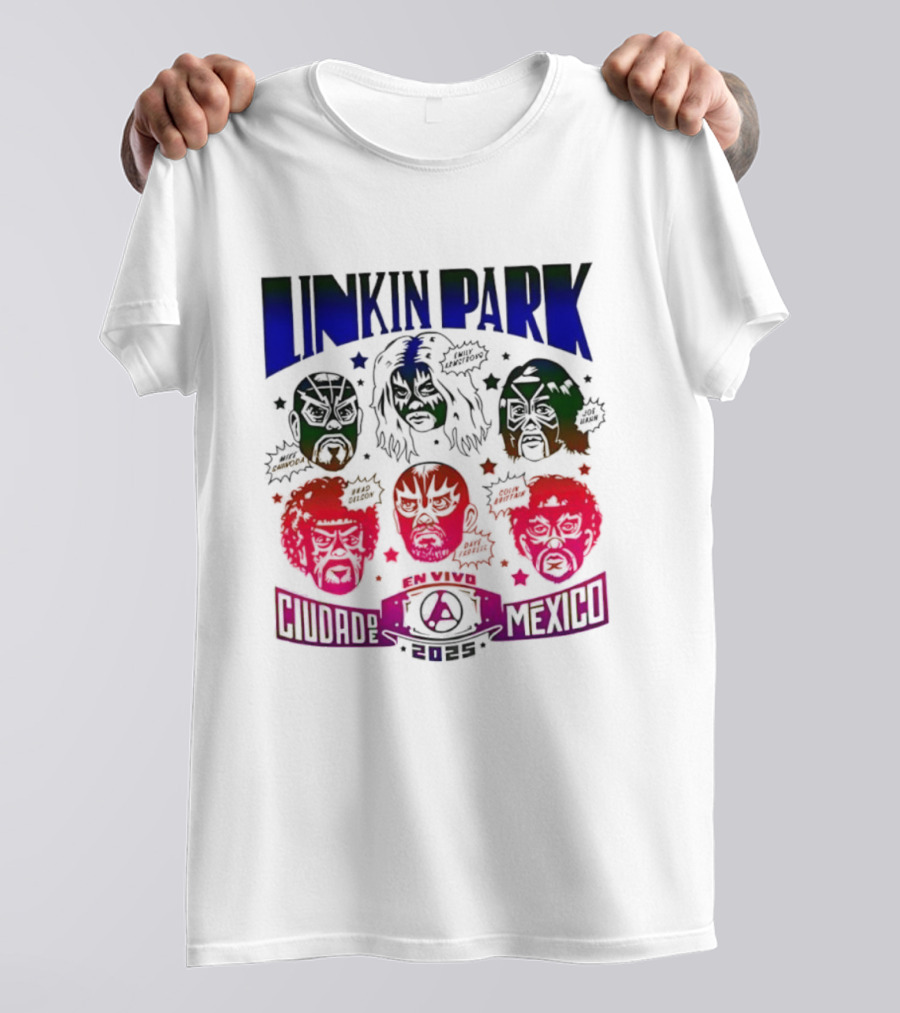Linkin Park Lucha Libre En Vivo Mexico 2025 Concert T-Shirt