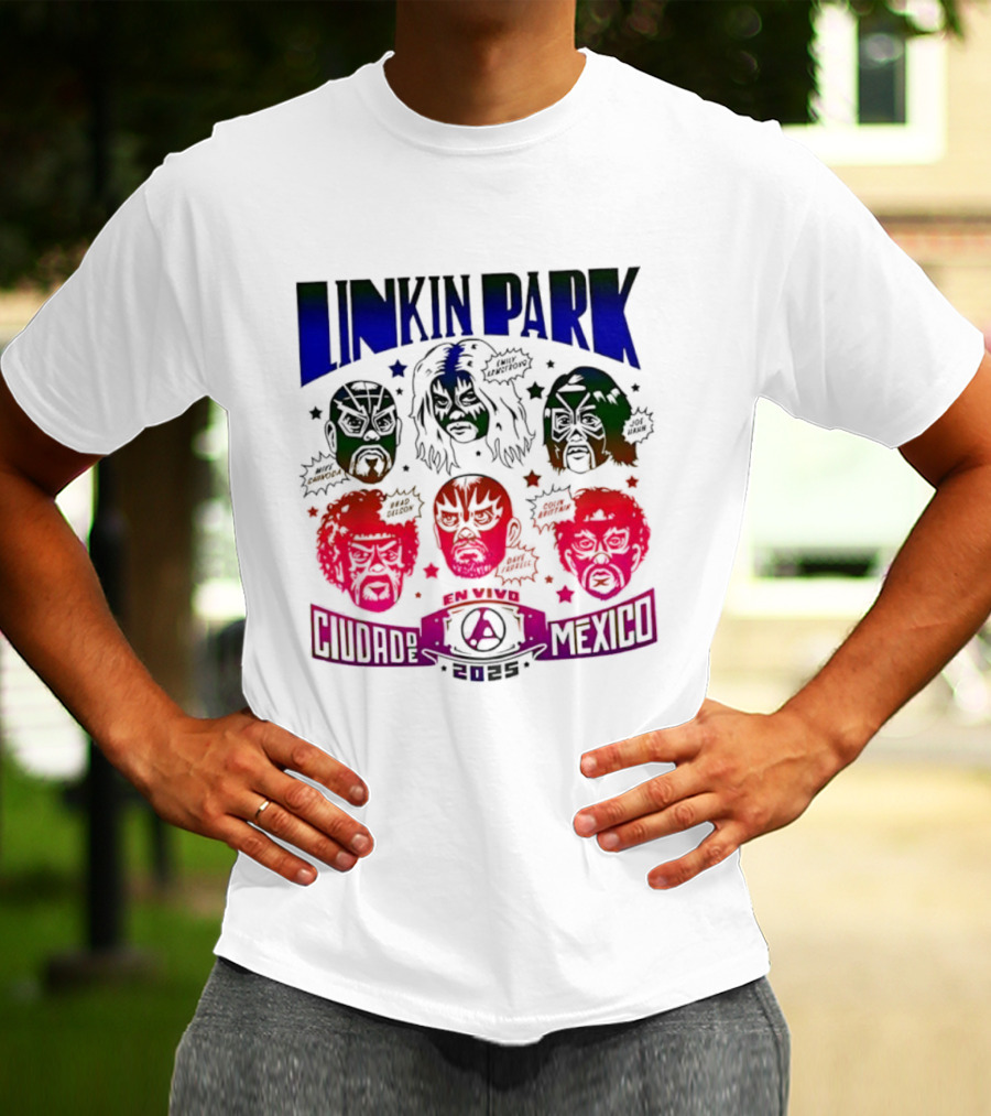 Linkin Park Lucha Libre En Vivo Mexico 2025 Concert T-Shirt