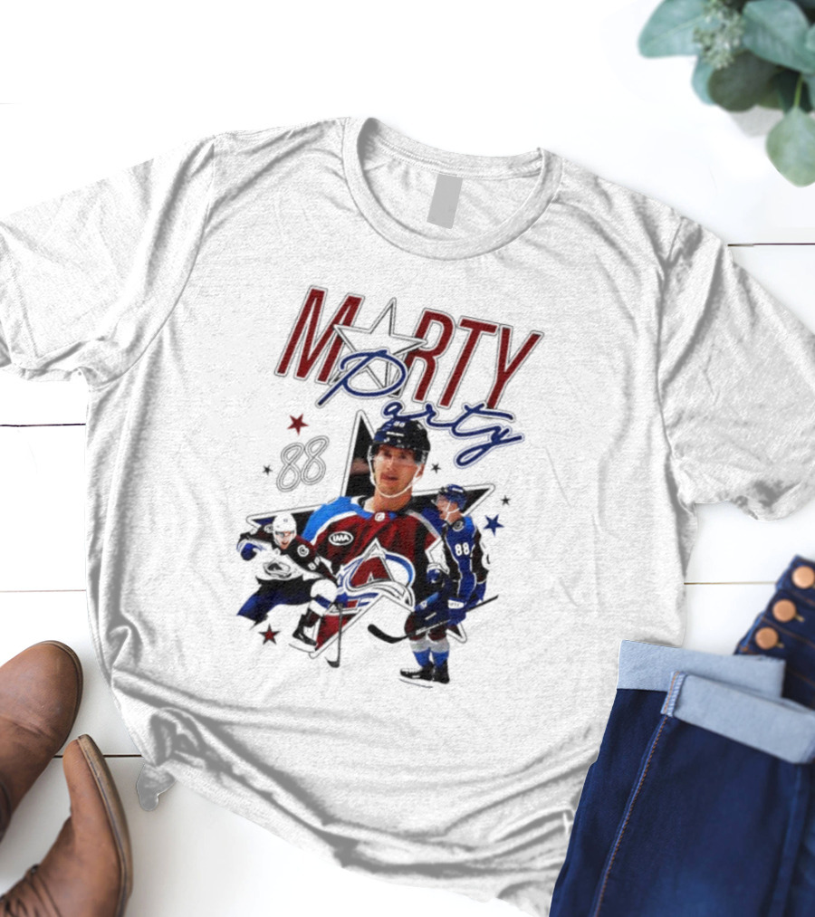 Marty Party Martin Necas 88 Colorado Avalanche NHL Tribute T-Shirt