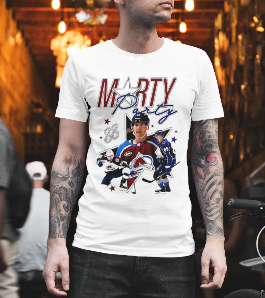 Marty Party Martin Necas 88 Colorado Avalanche NHL Tribute T-Shirt