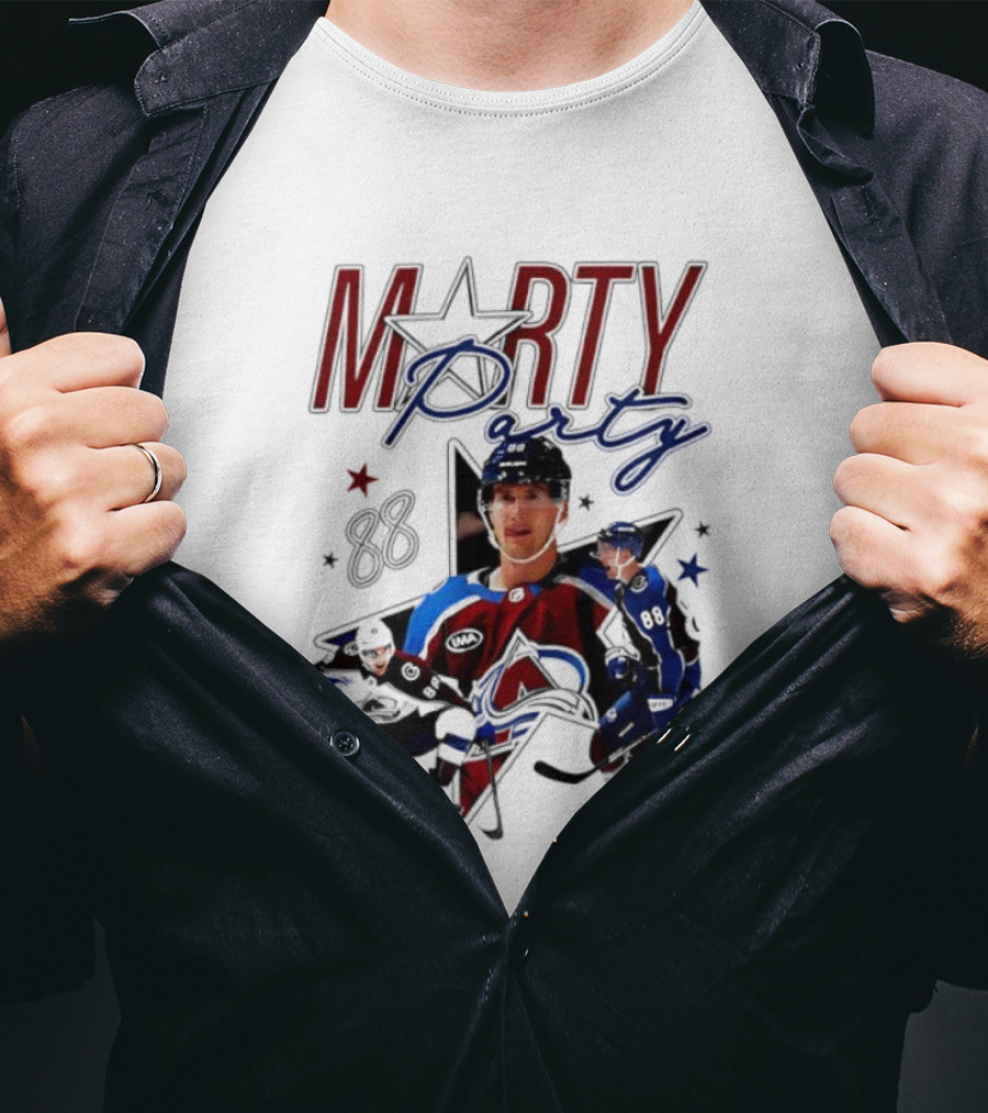 Marty Party Martin Necas 88 Colorado Avalanche NHL Tribute T-Shirt