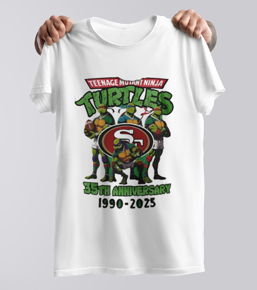 Teenage Mutant Ninja Turtles 35th Anniversary 1990-2023 San Francisco 49ers Collaboration T-Shirt