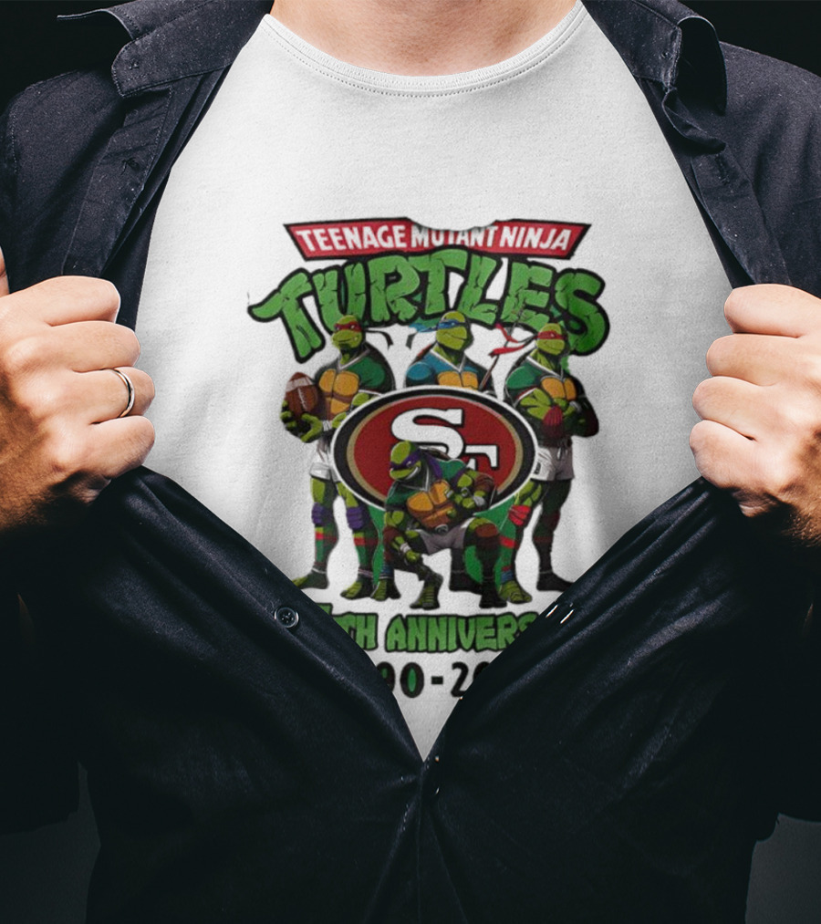 Teenage Mutant Ninja Turtles 35th Anniversary 1990-2023 San Francisco 49ers Collaboration T-Shirt