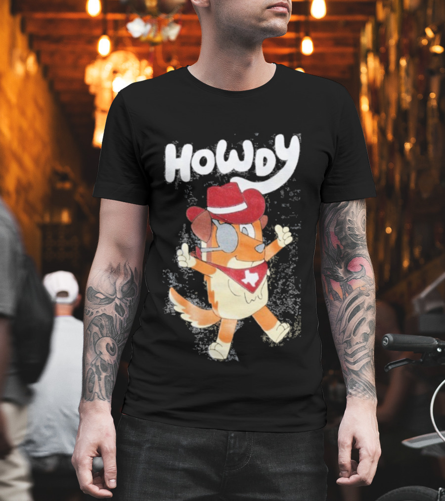 Howdy Dog Texas Bandana Cowboy Hat T-Shirt