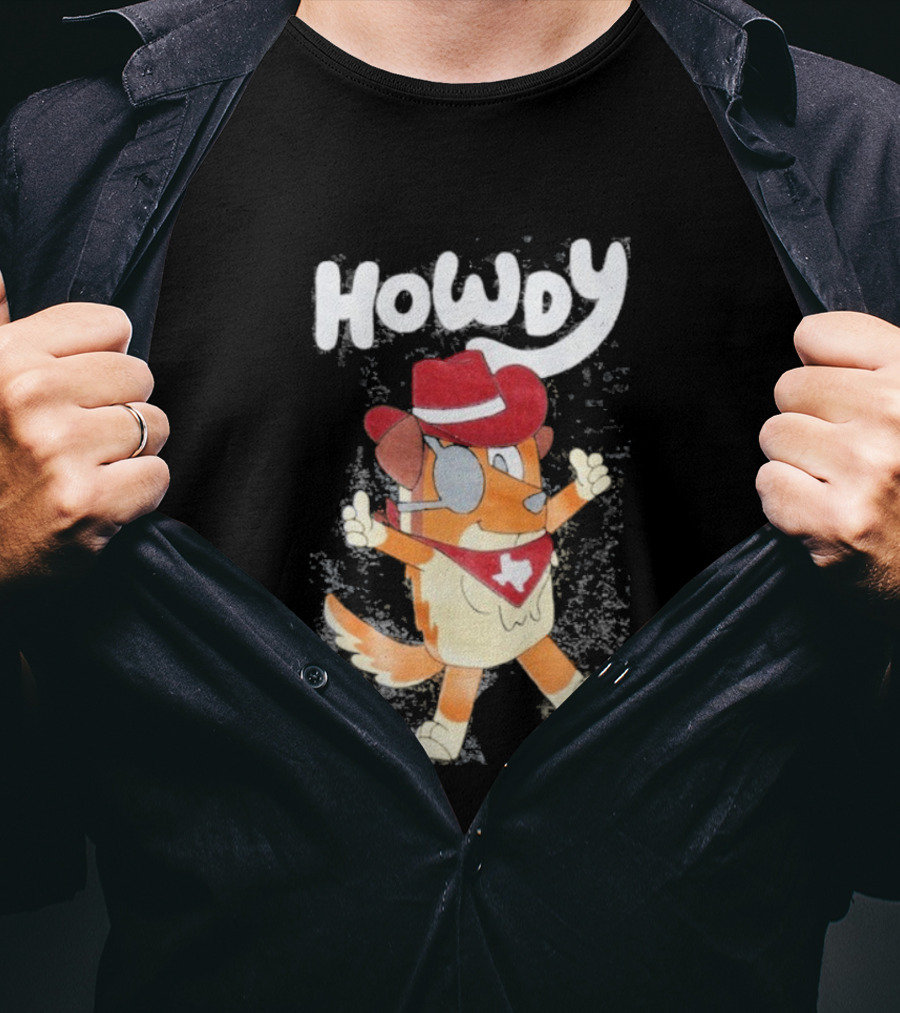 Howdy Dog Texas Bandana Cowboy Hat T-Shirt