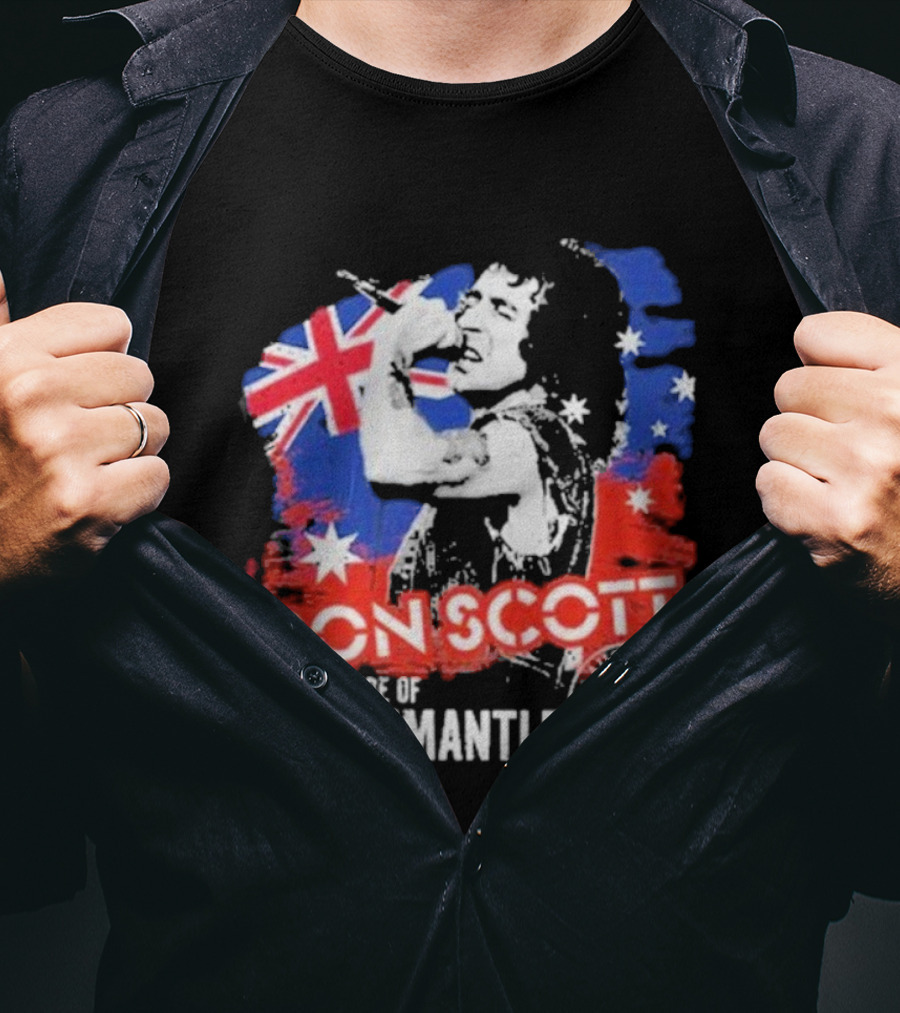 Bon Scott The Pride Of Fremantle Australia Flag Stamp T-Shirt