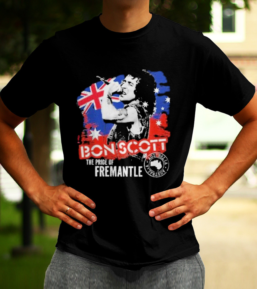 Bon Scott The Pride Of Fremantle Australia Flag Stamp T-Shirt