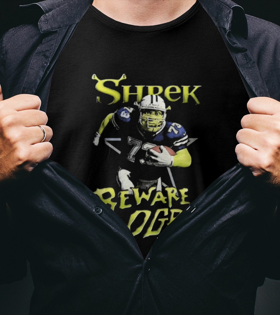 Shrek NFL Beware Ogre Dallas Cowboys 77 Football T-Shirt