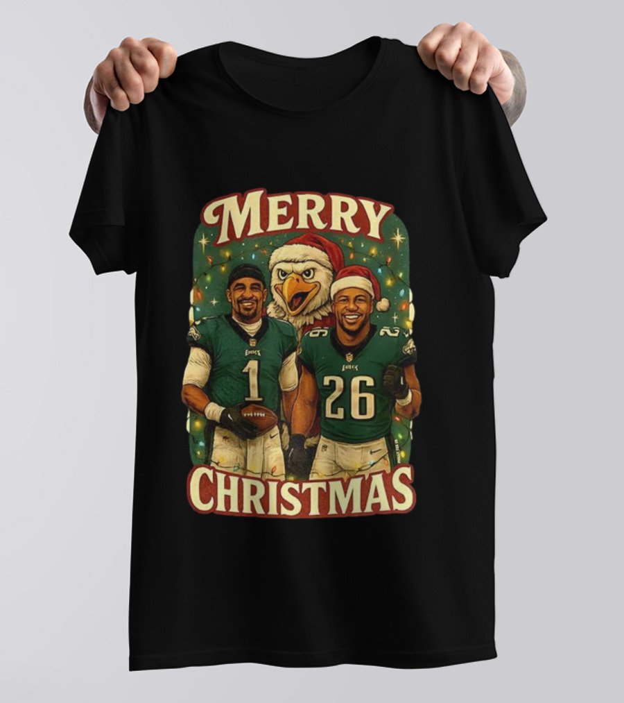 Merry Christmas Jalen Hurts Saquon Barkley Philadelphia Eagles T-Shirt