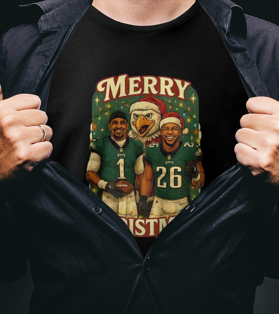 Merry Christmas Jalen Hurts Saquon Barkley Philadelphia Eagles T-Shirt