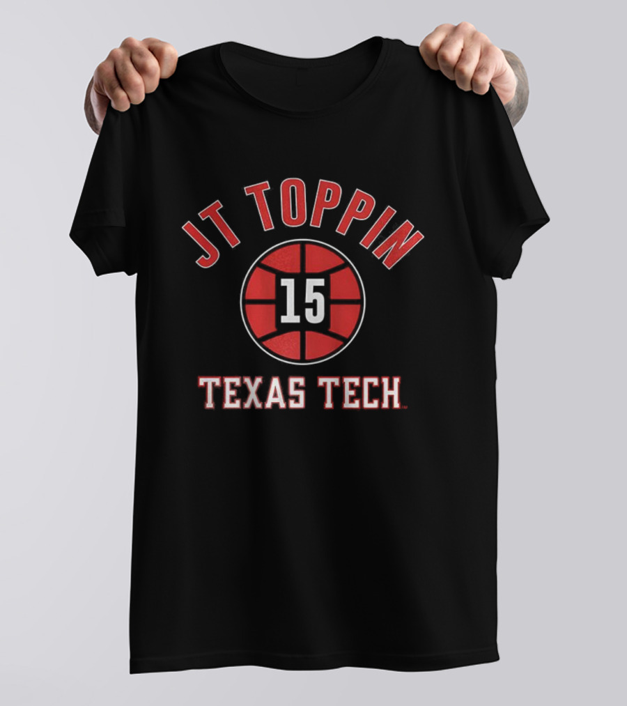 JT Toppin Texas Tech Red Raiders Basketball Number 15 Ball T-Shirt