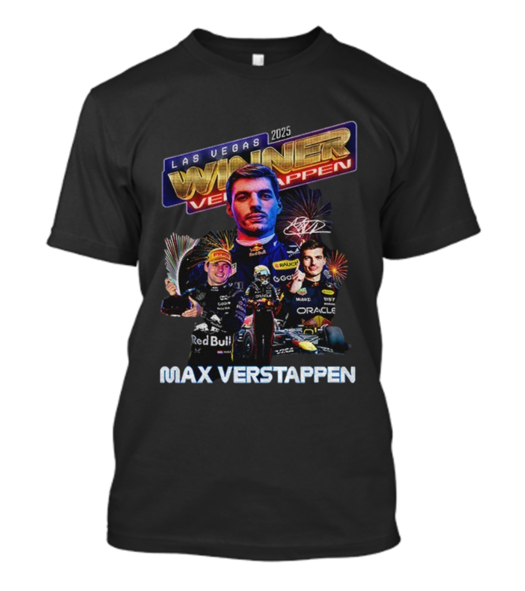 Max Verstappen 2025 Las Vegas Winner Red Bull Racing Signature T-Shirt