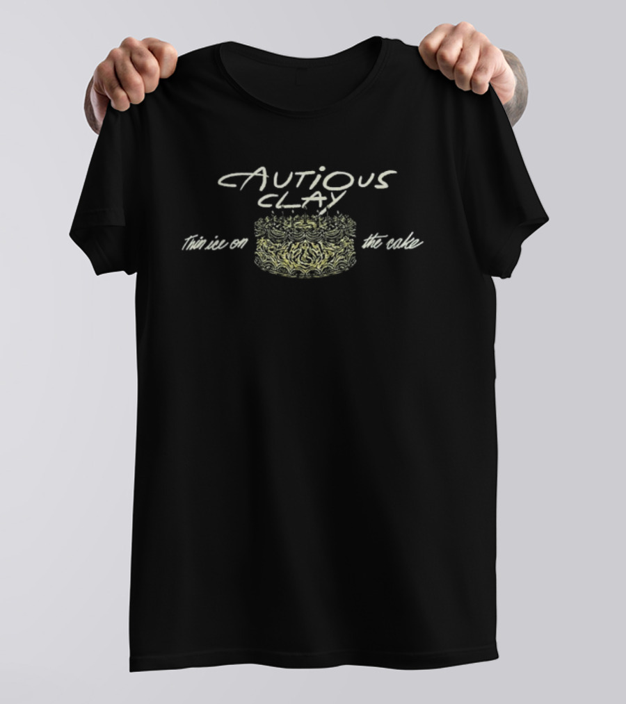 Cautious Clay Thin Ice On The Cake Handwritten Style Soft Colors T-Shirt