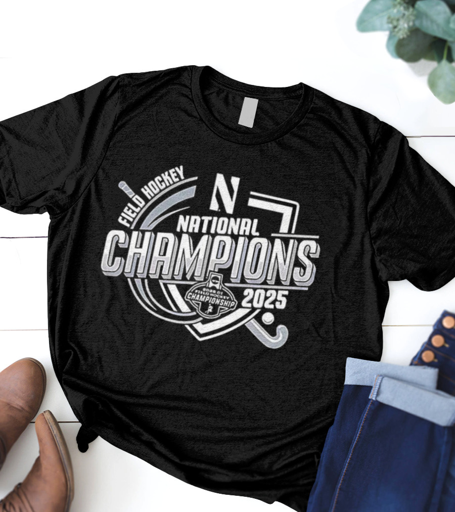 Northwestern Wildcats Hockey National Champions 2025 Logo Design T-Shirt