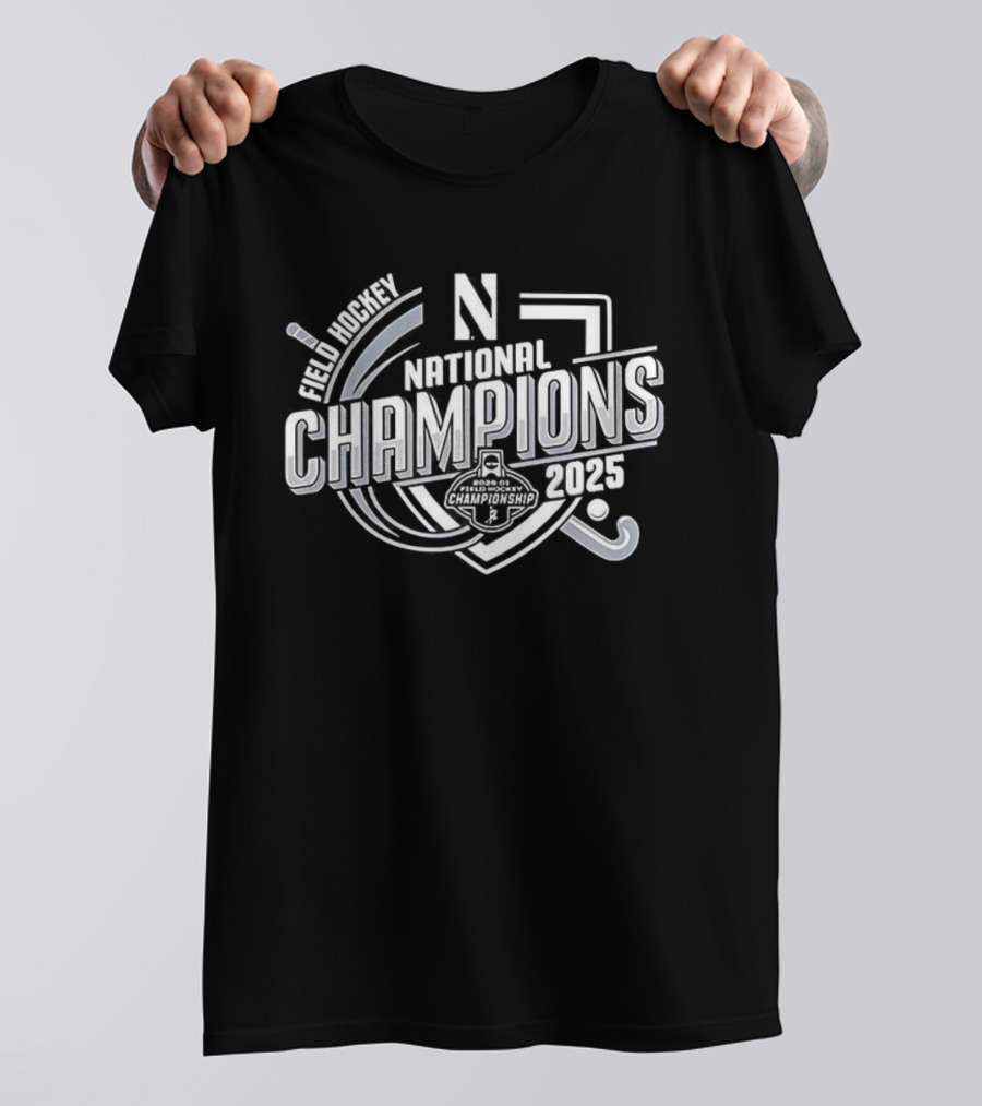 Northwestern Wildcats Hockey National Champions 2025 Logo Design T-Shirt