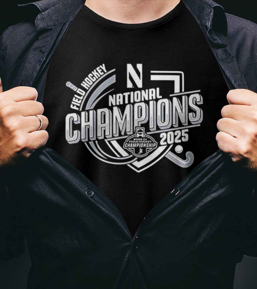 Northwestern Wildcats Hockey National Champions 2025 Logo Design T-Shirt