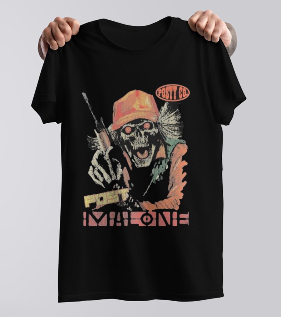 Post Malone Posty Co Hunter Skeleton With Rifle T-Shirt
