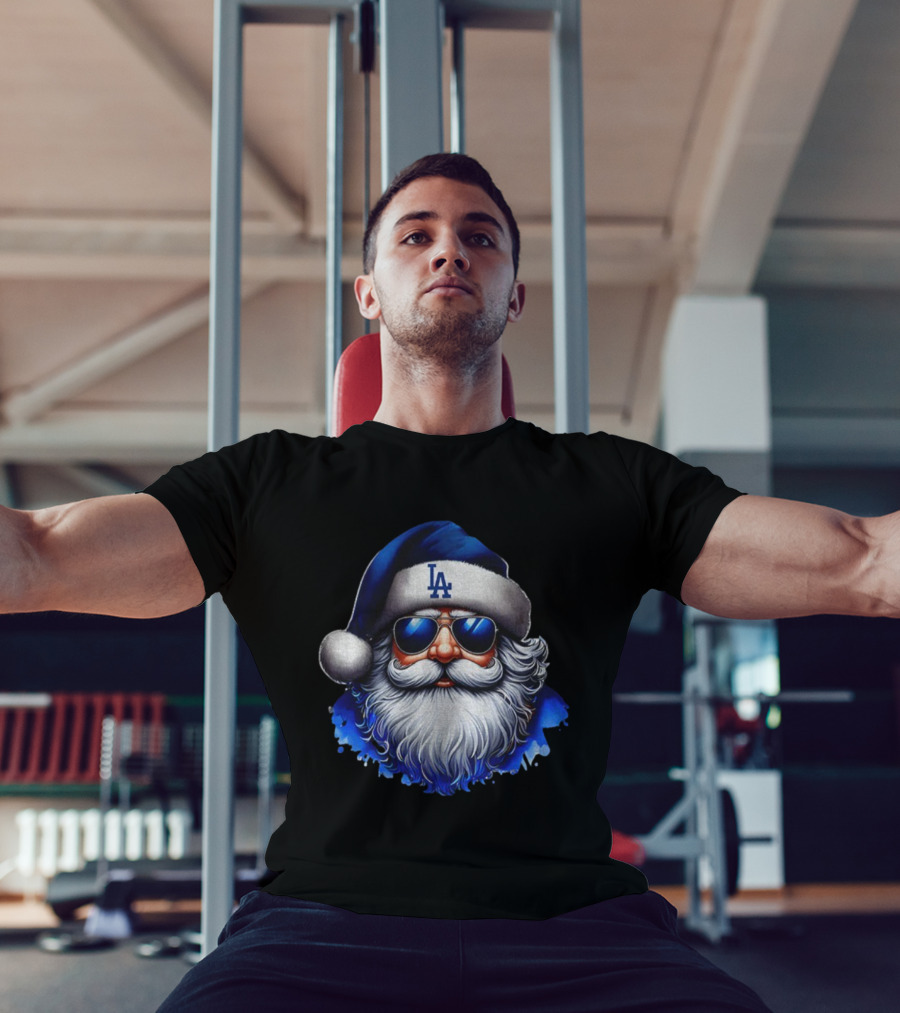 Santa Claus Big Face LA Dodgers MLB Baseball Christmas 2025 T-Shirt