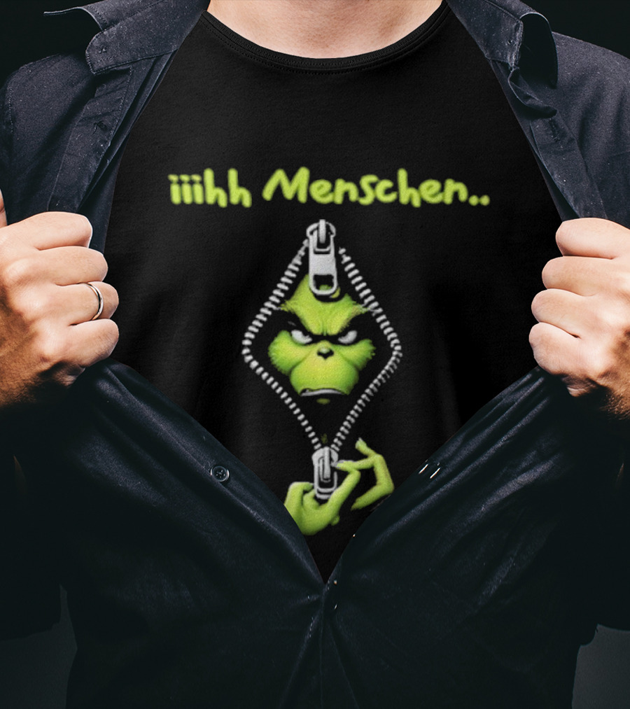 Iiihh Menschen Grinch Zipper Christmas T-Shirt