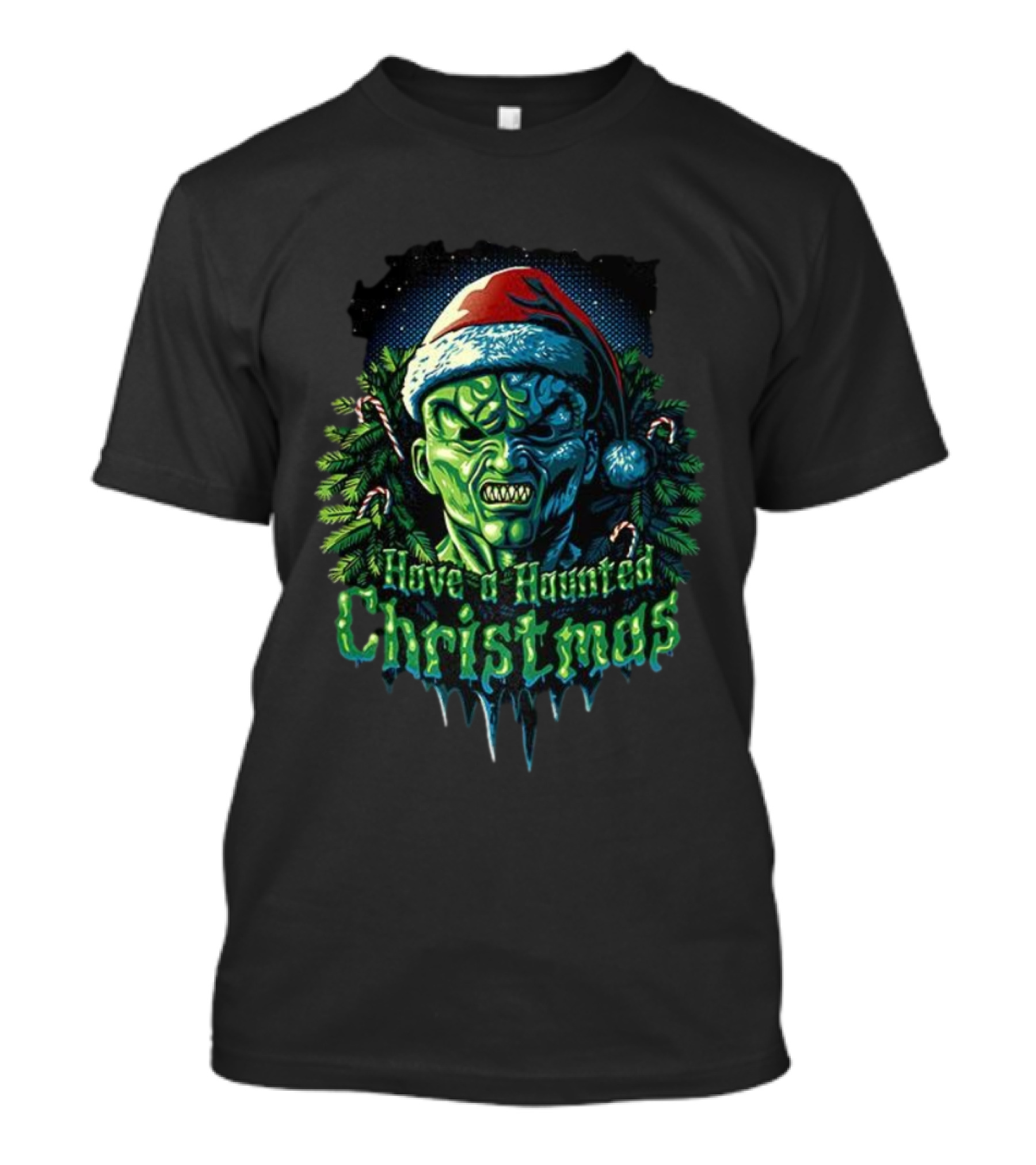 The Haunted Mask Have A Haunted Christmas Horror Santa Green Monster T-Shirt