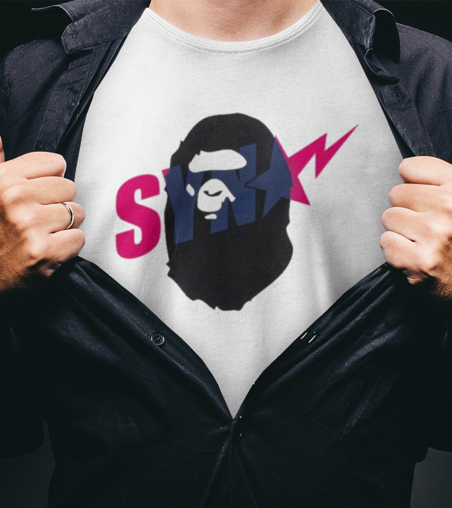 SYN Syna Synning Bape Ape Head Lightning Bold Hip-Hop Streetwear T-Shirt