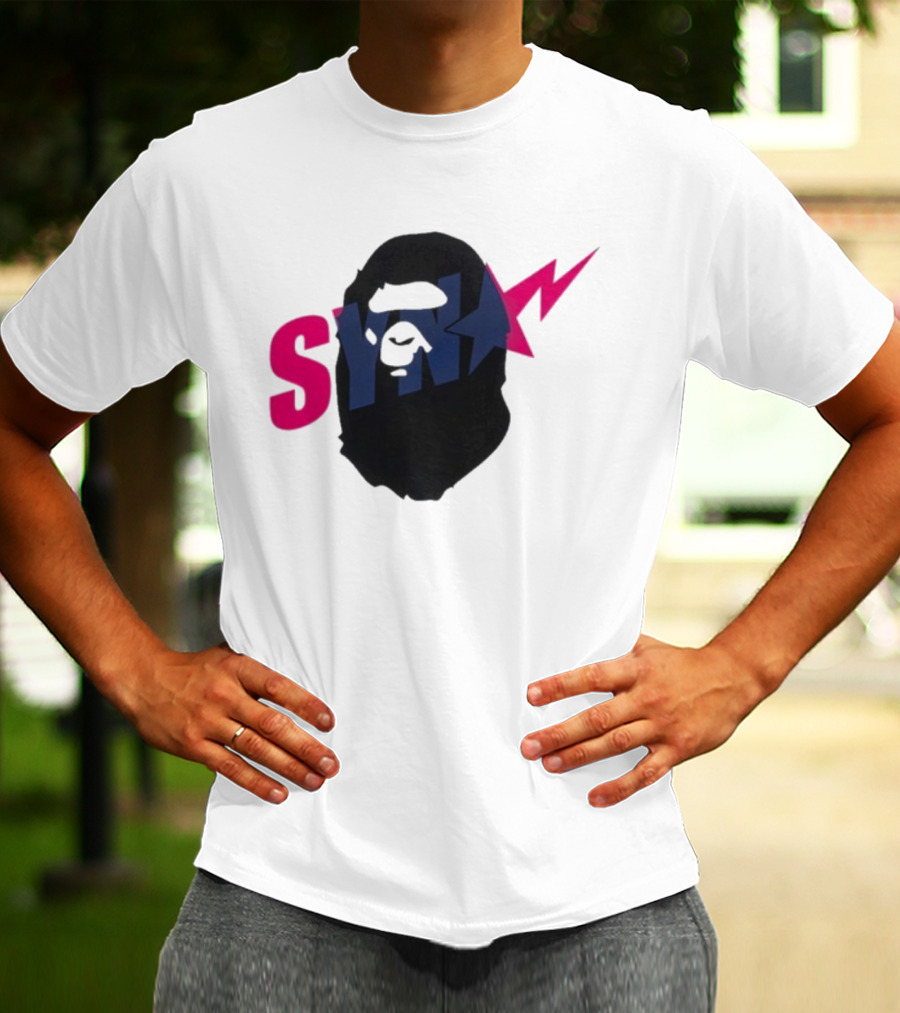 SYN Syna Synning Bape Ape Head Lightning Bold Hip-Hop Streetwear T-Shirt
