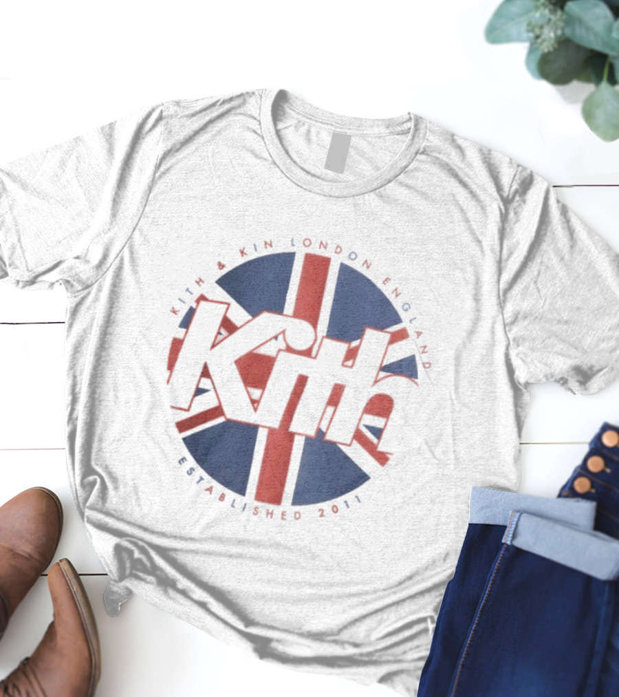 Kith And Kin London England Established 2011 Union Jack Shield T-Shirt