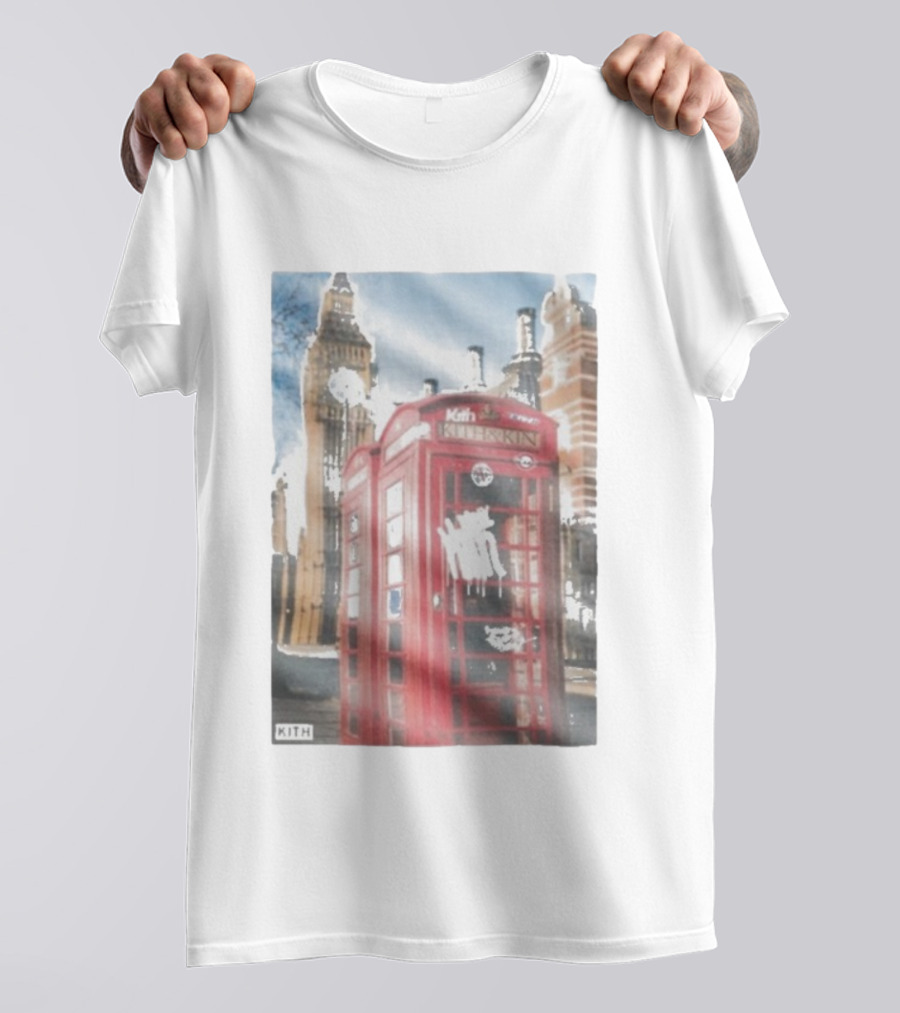 Kith London Red Telephone Box November 28th Tower Bridge Skyline Scene T-Shirt