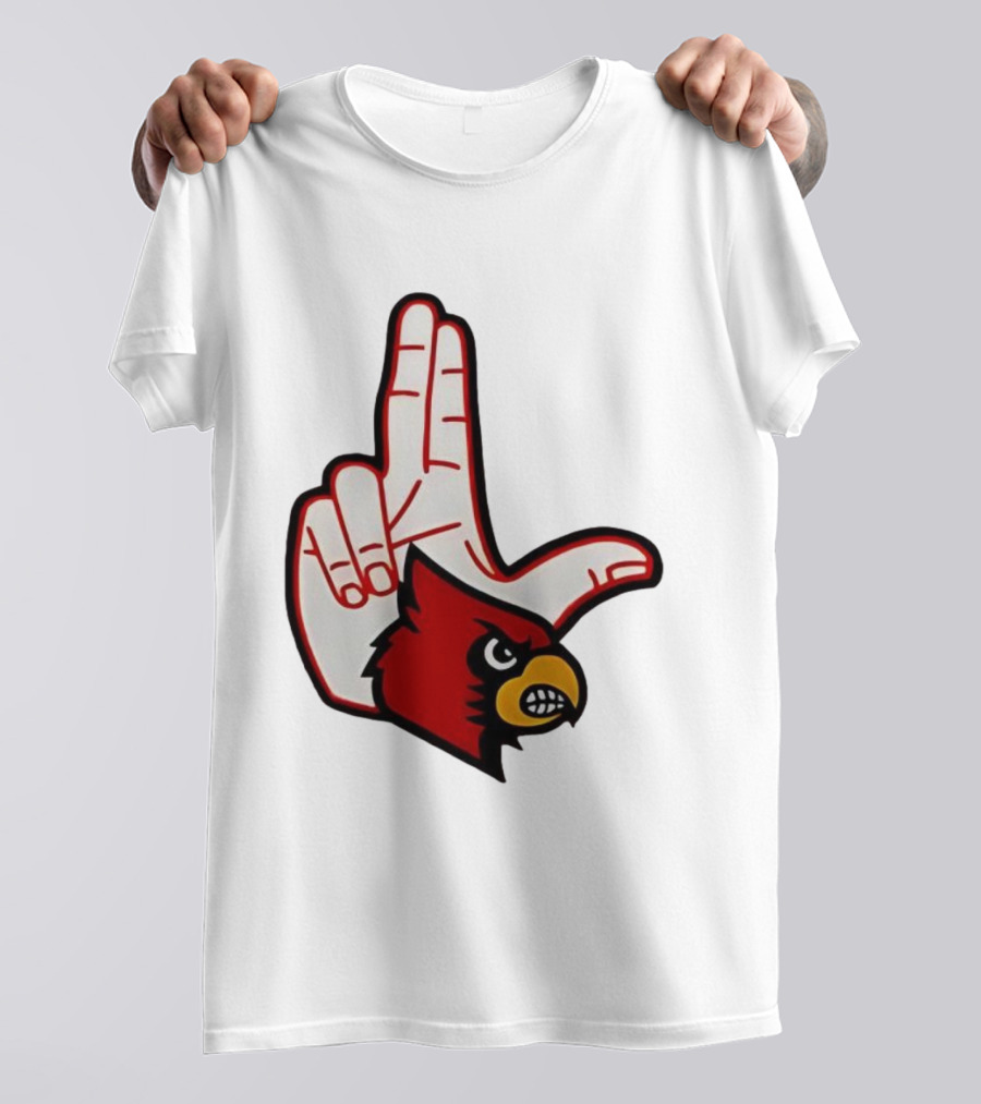 Louisville Cardinals 2025 L Hand Sign Mascot Football T-Shirt