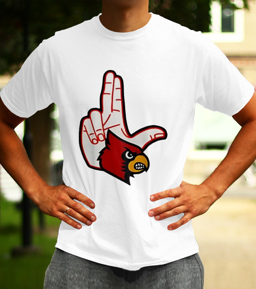 Louisville Cardinals 2025 L Hand Sign Mascot Football T-Shirt