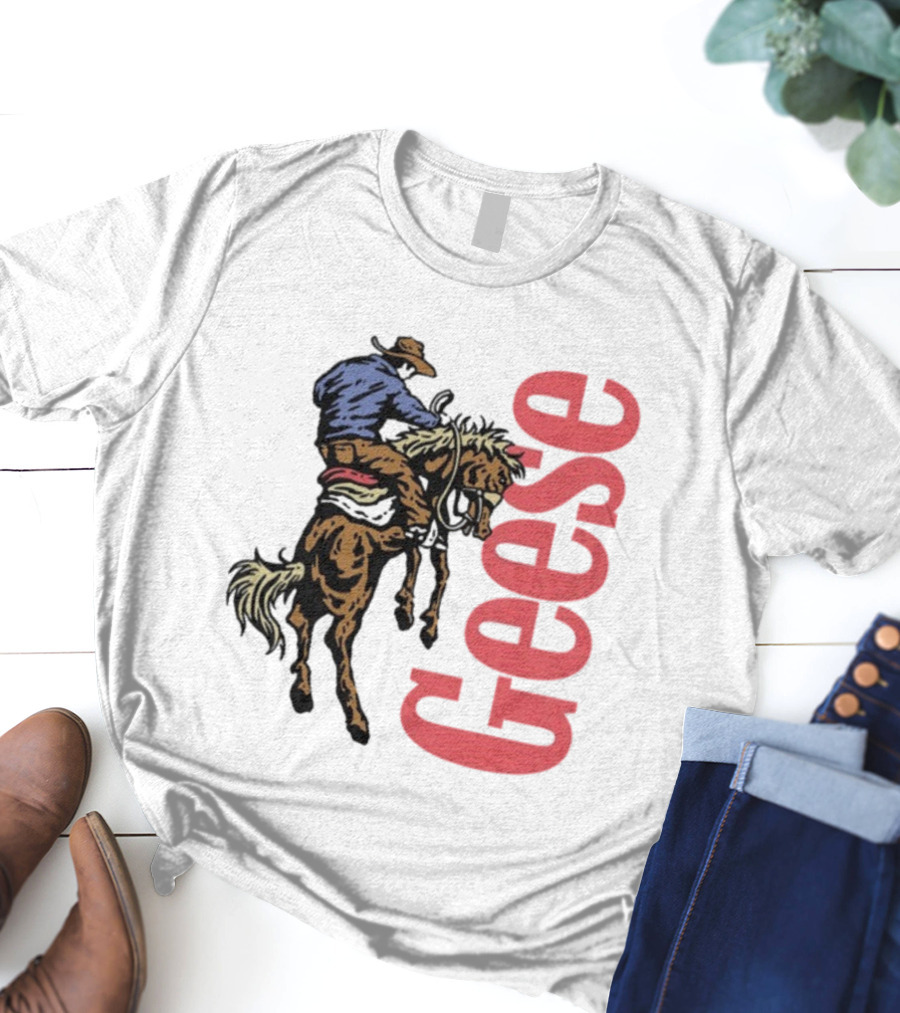 Geese Cowboy Riding Horse Western Adventure 3D Style T-Shirt
