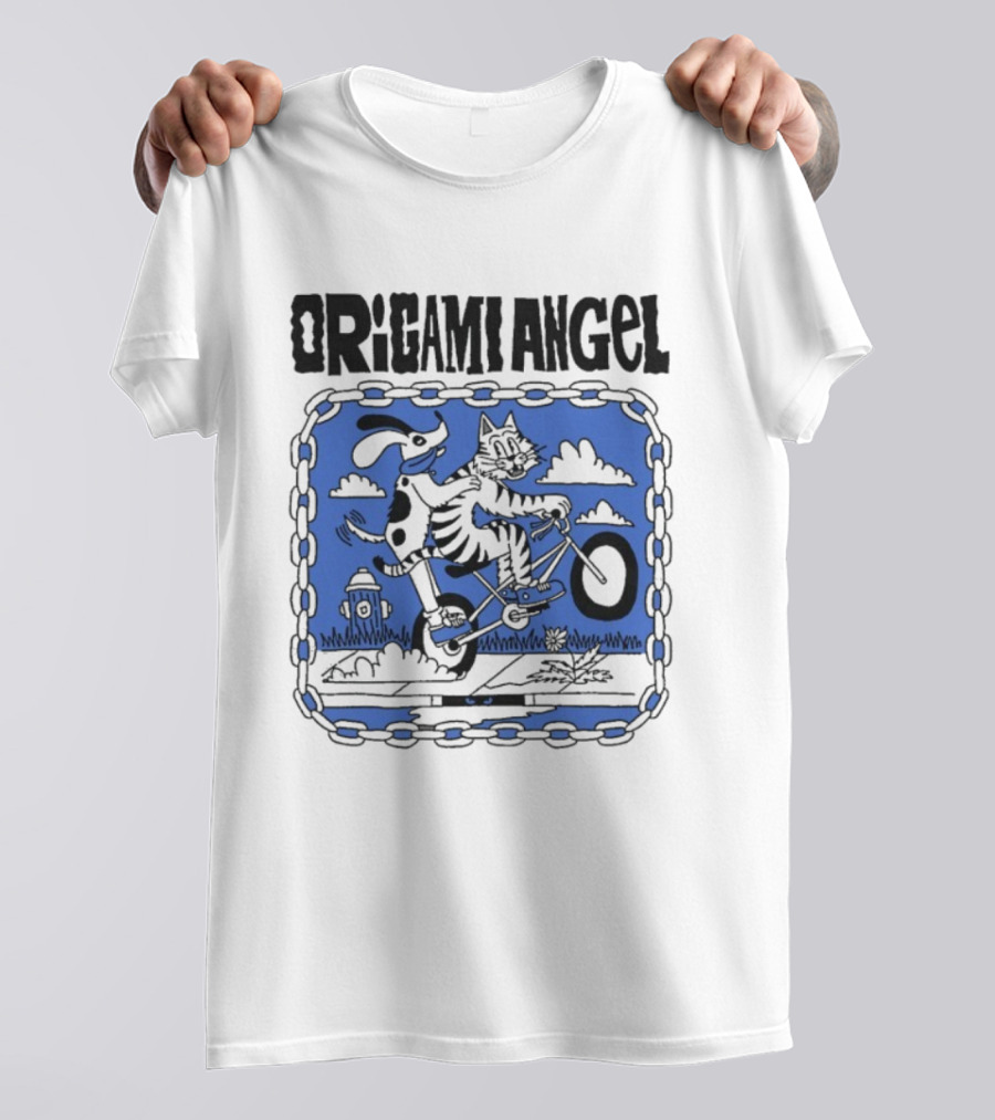 Origami Angel Ride Tiger Dog Bike Adventure T-Shirt