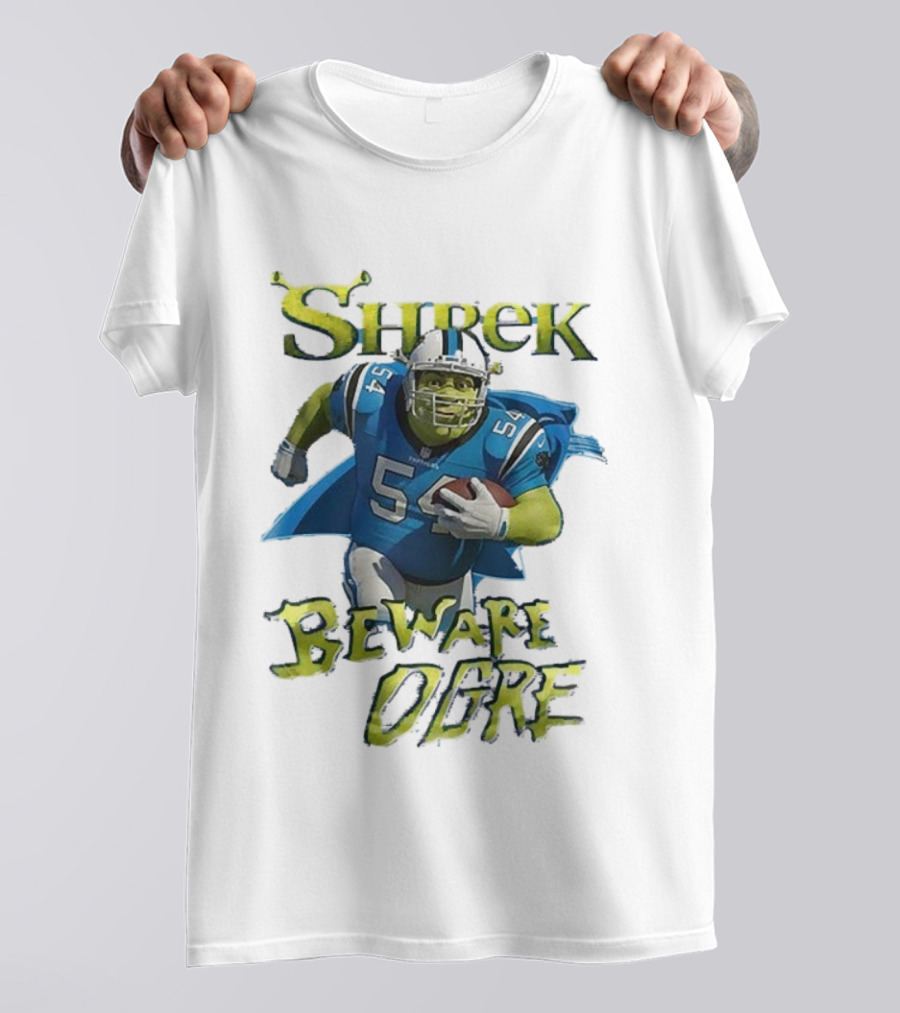 Shrek Beware Ogre Carolina Panthers NFL Crossover T-Shirt