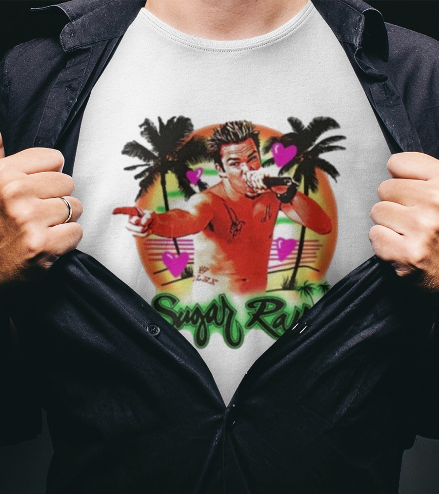 Sugar Ray Airbrush Beach Summer Vibes Palms And Hearts Retro Style T-Shirt