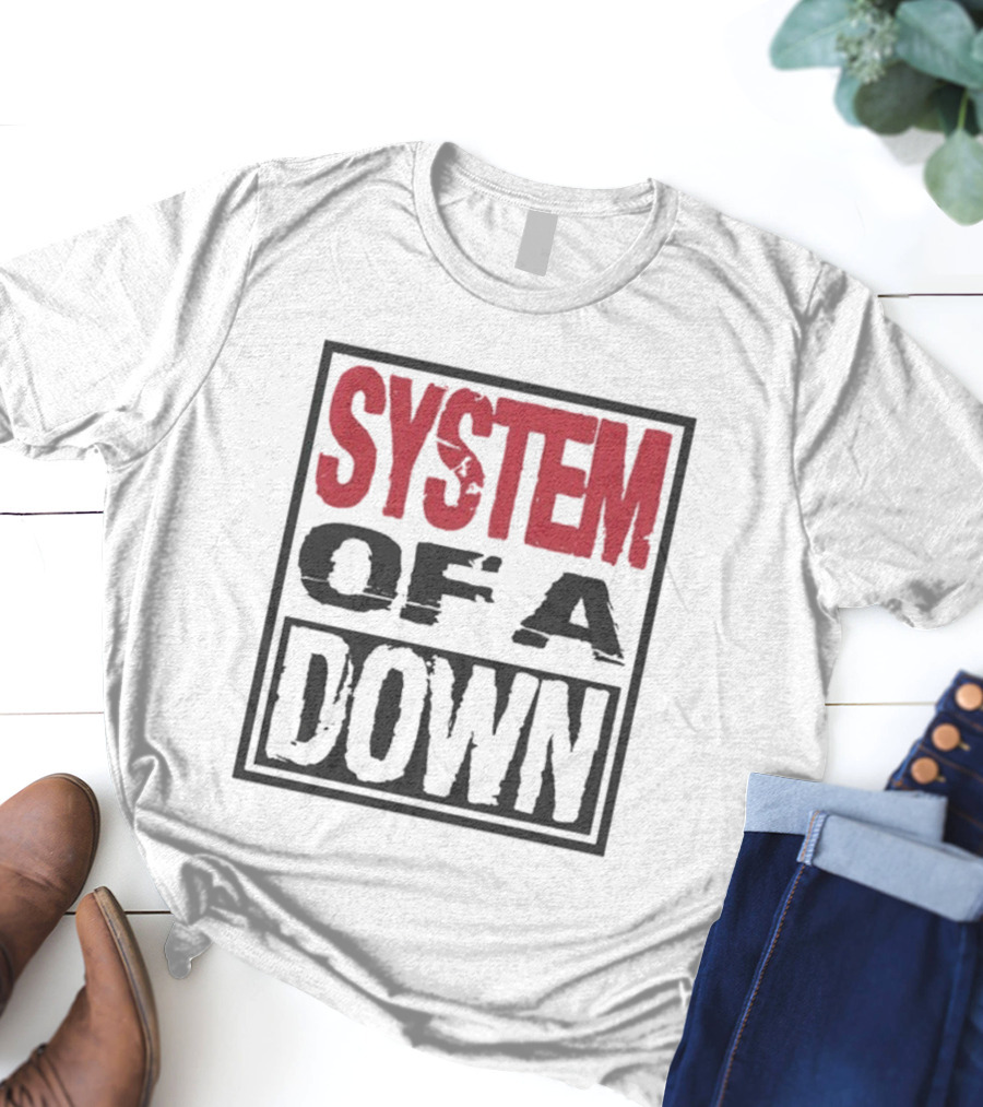 SYSTEM OF A DOWN Triple Stack Box Text Bold Style T-Shirt