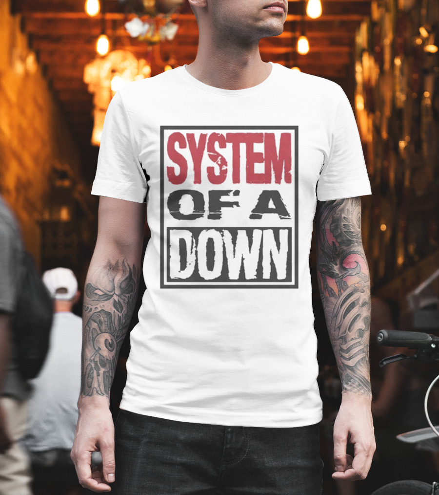 SYSTEM OF A DOWN Triple Stack Box Text Bold Style T-Shirt