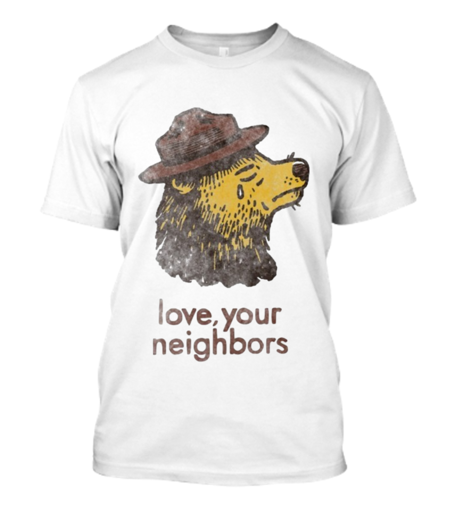 Vardagen Love Your Neighbors Bear Wearing Hat T-Shirt