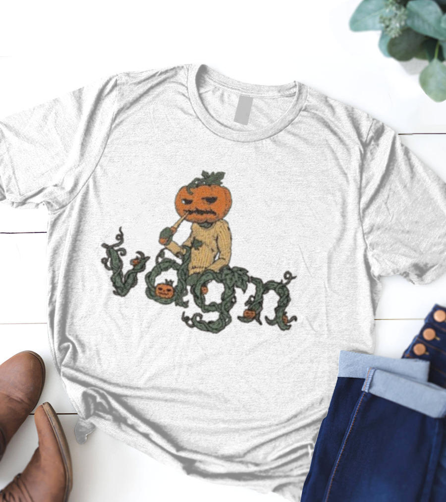 Vdgn Pumpkin Smoking Pipe Halloween Theme Sweater T-Shirt