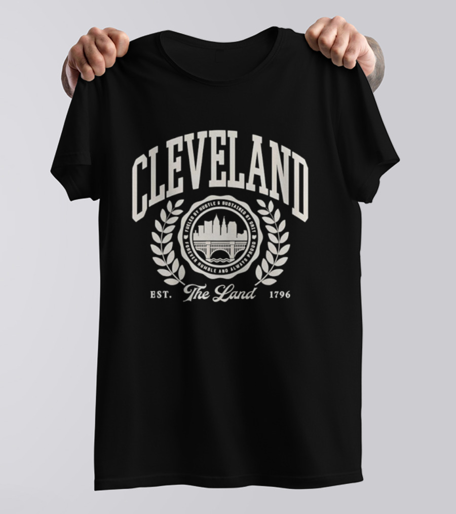 Cleveland Collegiate The Land Est 1796 Cityscape Laurel Emblem T-Shirt
