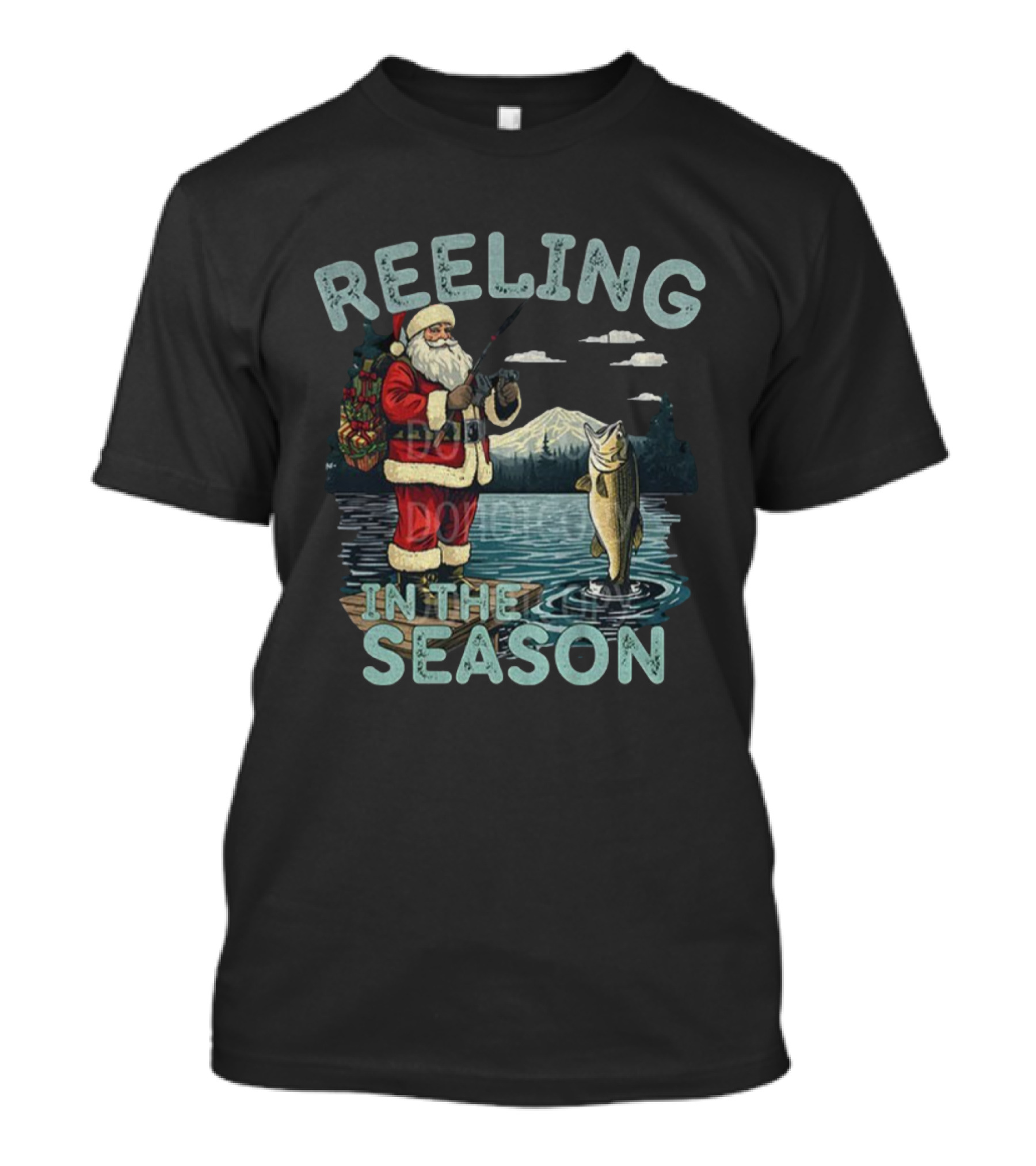 Reeling In The Season Fishing Santa Claus Merry Christmas T-Shirt
