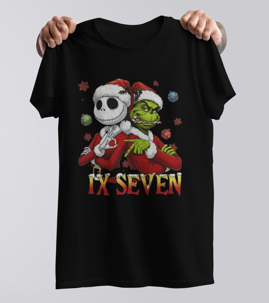 Jack Skellington Grinch IX Seven Santa Christmas Meme T-Shirt