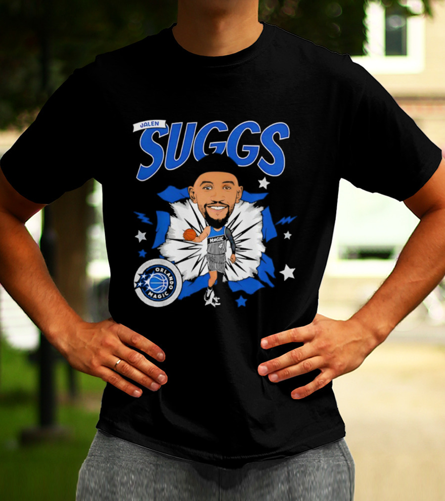 Jalen Suggs Orlando Magic Basketball Starburst Caricature T-Shirt