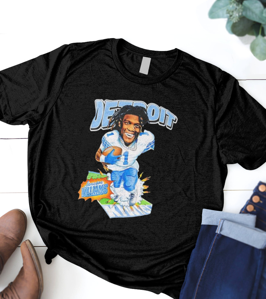 Jameson Williams Detroit Lions NFL Football Caricature Starburst T-Shirt